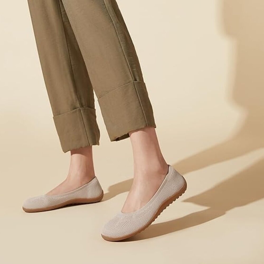 Arromic Wide Toe Box Ballet Flats – Nude Khaki, Women’s Size 8 (Preowned)